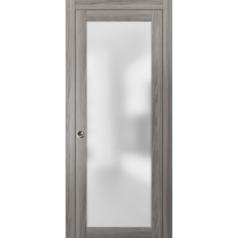 Porte de placard coulissante en verre givré Planum, Frêne gingembre, 18 po x 84 po