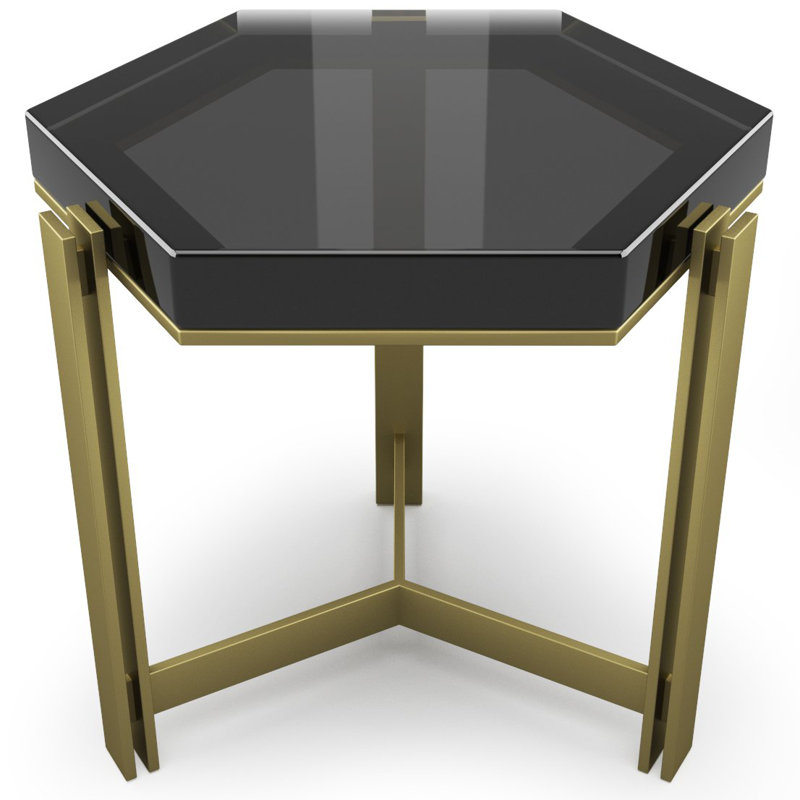 Table basse à 3 pieds, H 17,7 po x L 35,4 po x l 35,4 po, Plateau bronze industriel / base bronze