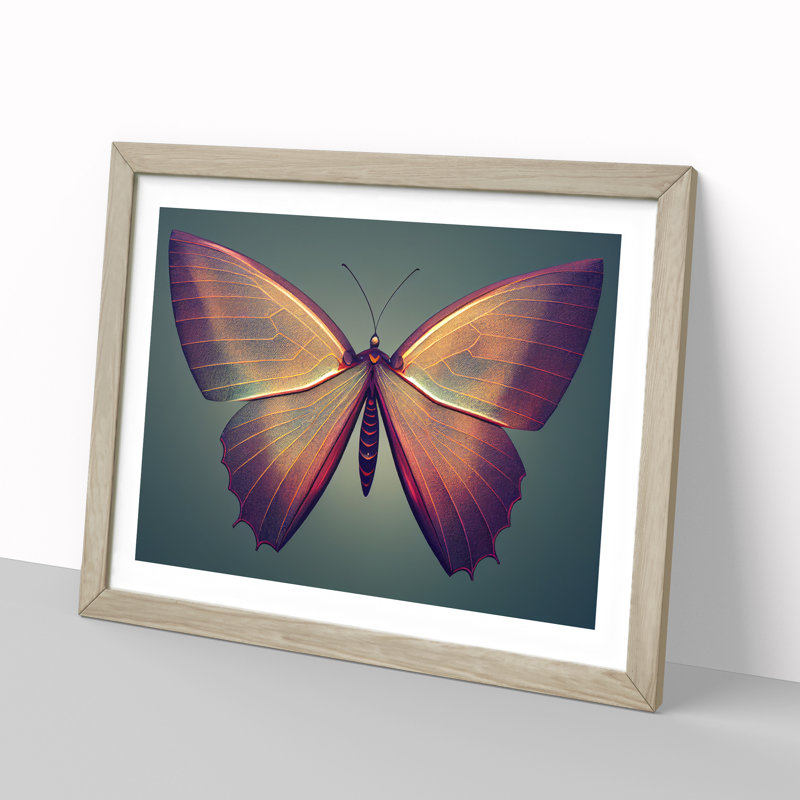 Compelling Butterfly - Single Picture Frame Print, Oak Framed, 34cm H x 46cm W x 2cm D