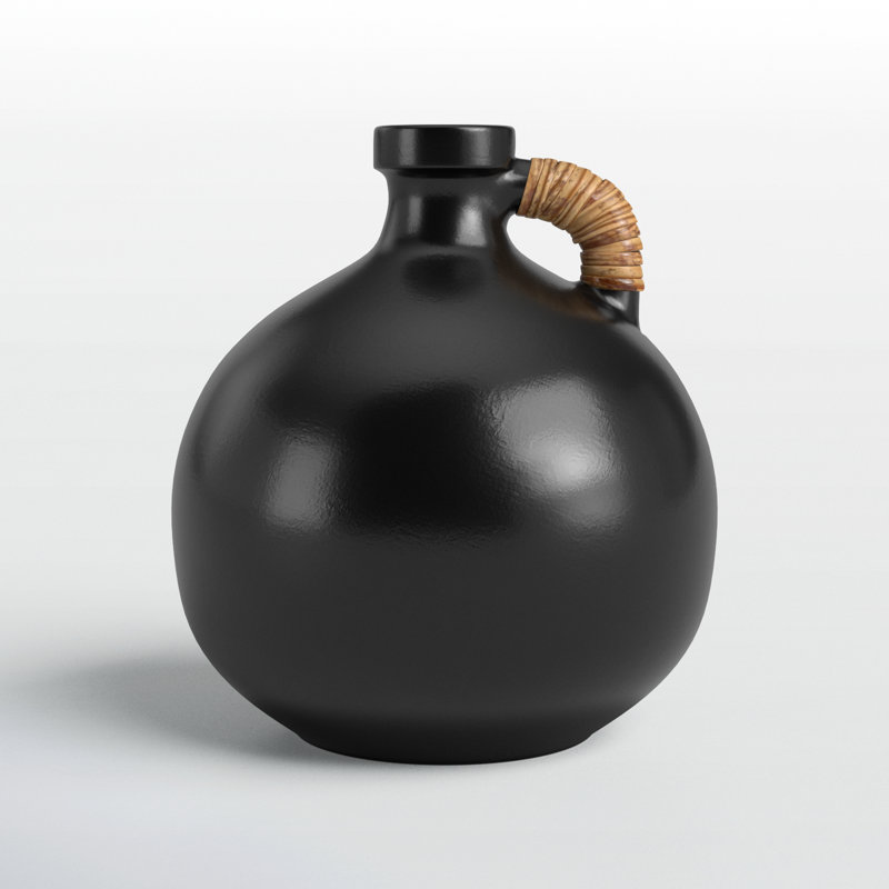 Winslet Terracotta Table Vase, Black, 10.85" H x 9.4" W x 9.4" D