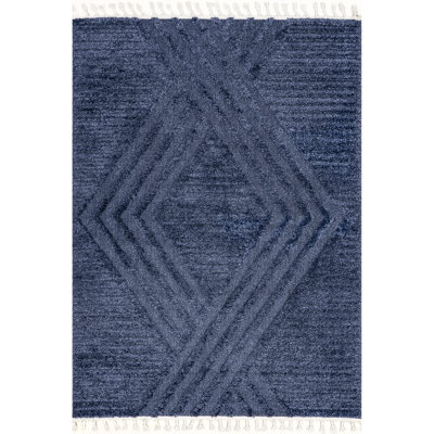 Risette Solid Shag Area Rug for Living Room Bedroom Dining Room Nursery, Blue