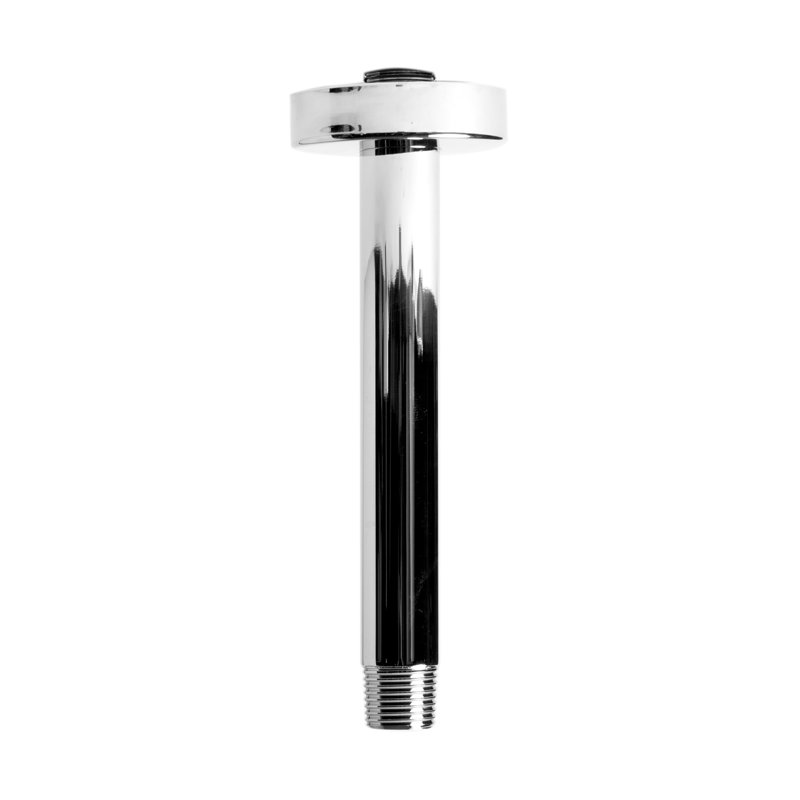 Bras de douche rond noir mat 6 po, Chrome poli