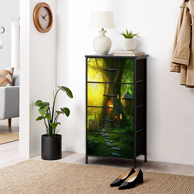 Commode pour commode de chambre à coucher pour commode fantaisie Fairy Green Tree House Commodes et commodes en tissu avec rangement et 4 tiroirs
