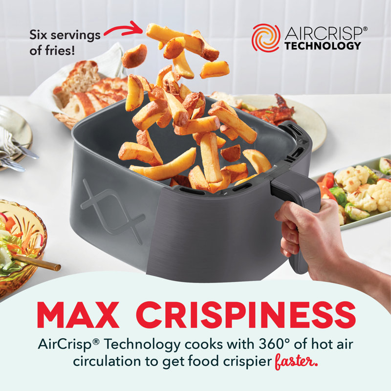 Dash Digital Tasti-Crisp Air Fryer - Compact Electric Digital Fryer With Auto Shut-Off Feature - Ideal for Small Spaces - AirCrisp Technology - 2.6 Quarts - White - Thumbnail 3