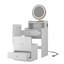 Meuble-lavabo compact polyvalent avec plusieurs options de rangement et tabouret élégant-579280903