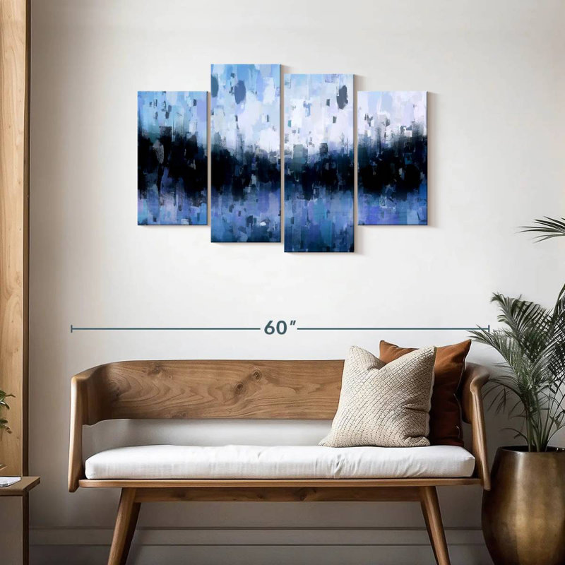 Bleu marine abstrait Avery, H 27 po x l 43 po