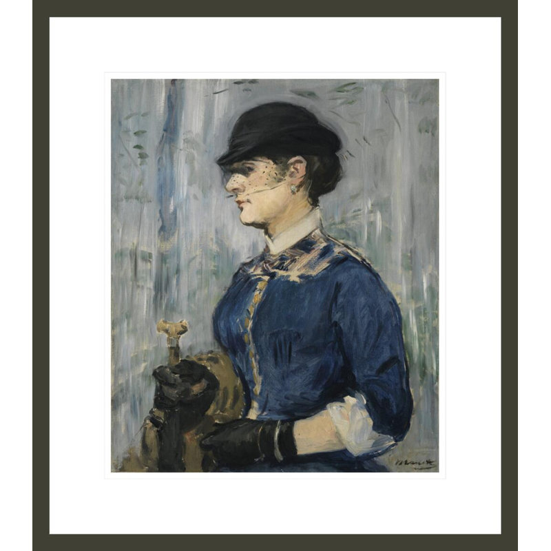 «Jeune femme au chapeau rond» par Édrede Manet, impression giclée sur cadre, H 20,14 po x l 17,75 po