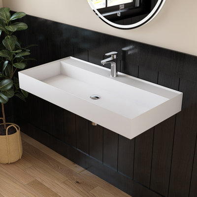 Lavabo de salle de bain mural 39 "avec trou pour robinet