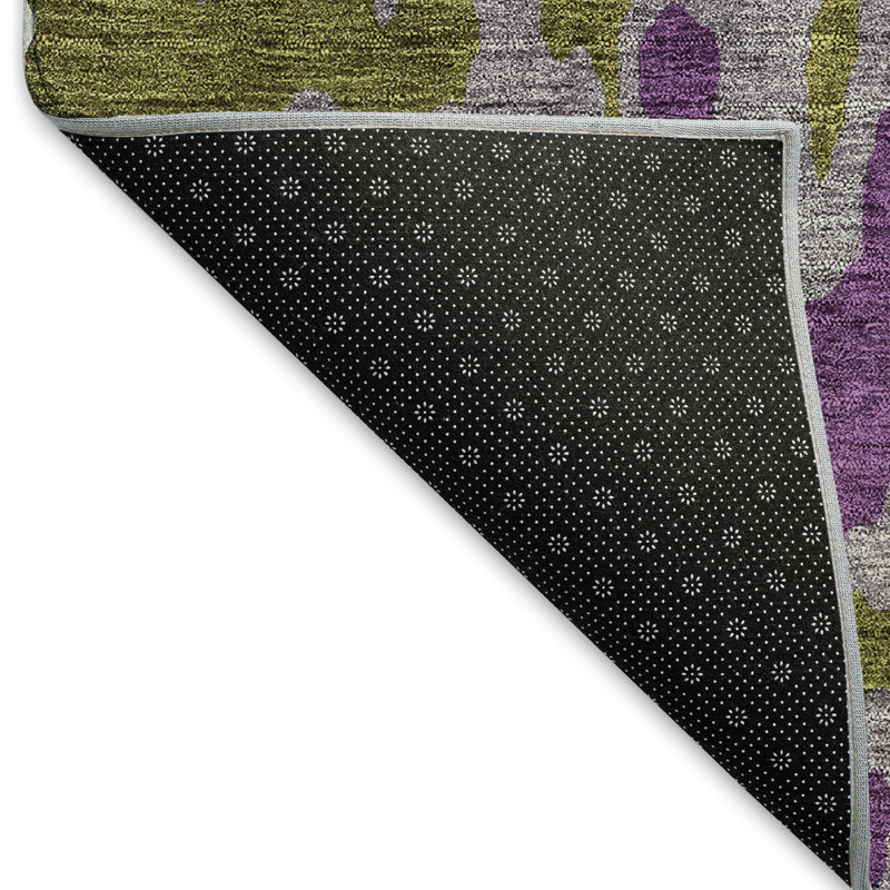 Premium Machine Washable Prisco Olive Rug, Round 8'
