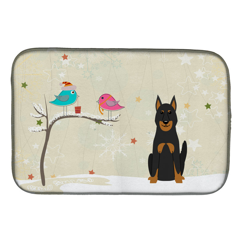Tapis de séchage pour chien de noël entre amis beauceron berger