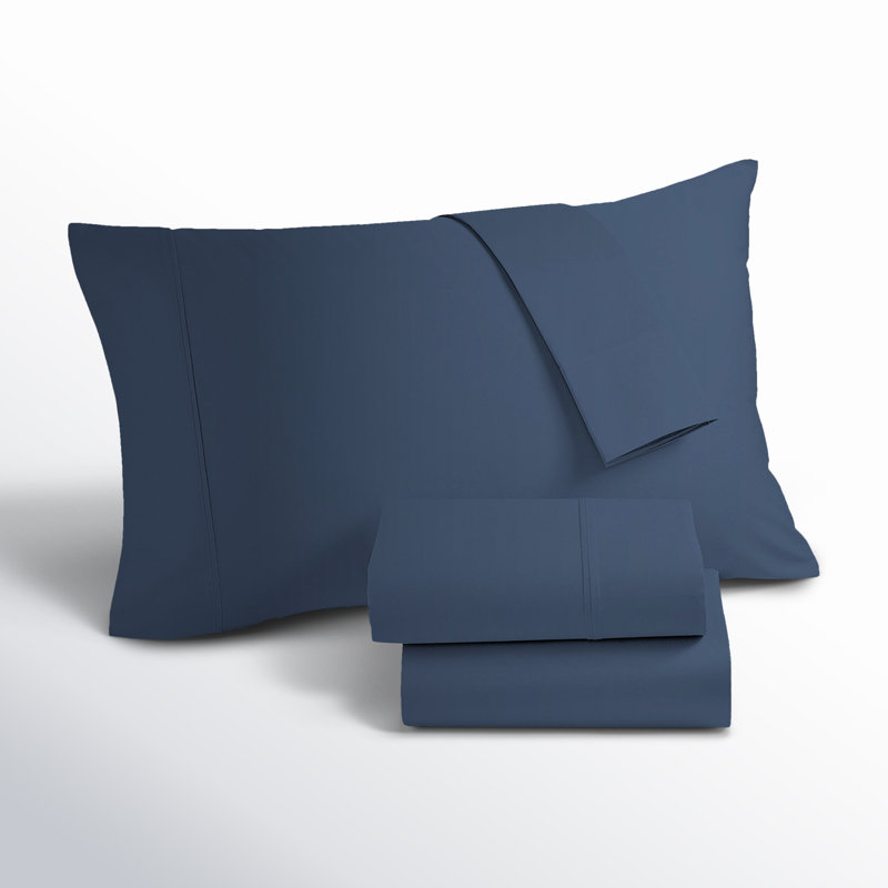 Ultimate Percale 100% Cotton Cool & Crisp Sheet Set, King Sheet Set with 2 Pillowcases, Navy