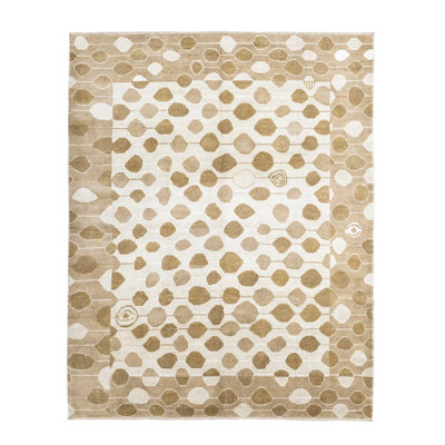 Vintage One-of-a-Kind 9'1" X 11'6" Wool Area Rug Cream