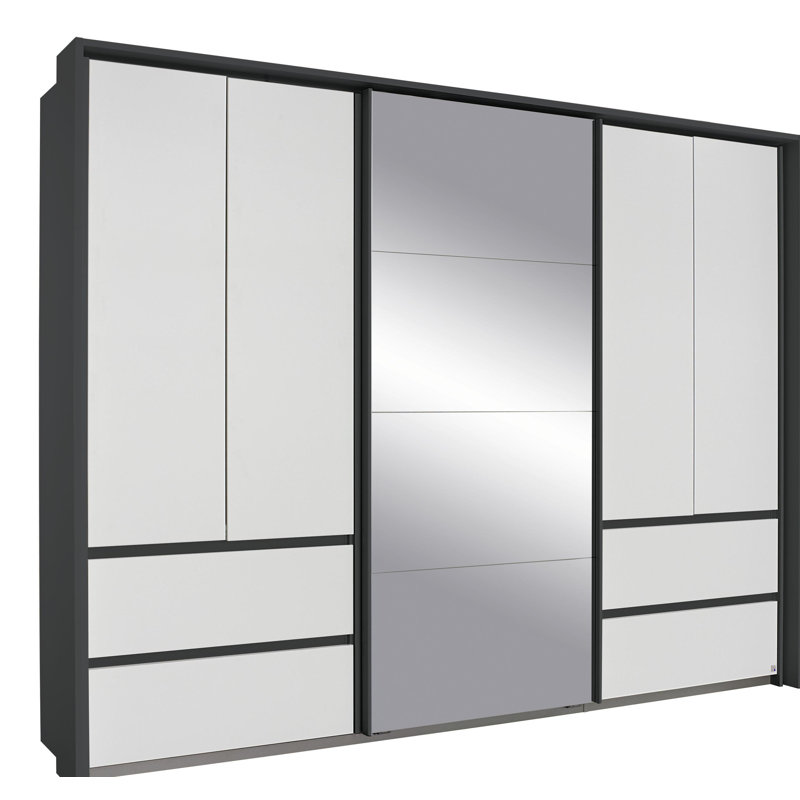 Wetzlar 5 Doors Sliding Wardrobe, Metallic Grey/Alpine White