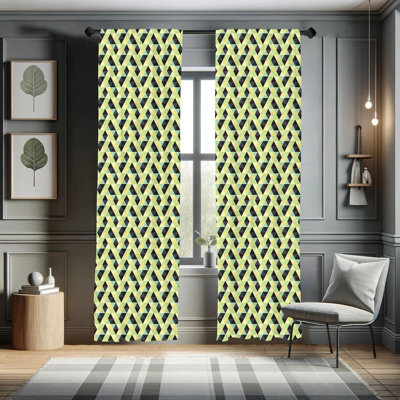 Geometric Semi-Sheer Rod Pocket Curtain Panels