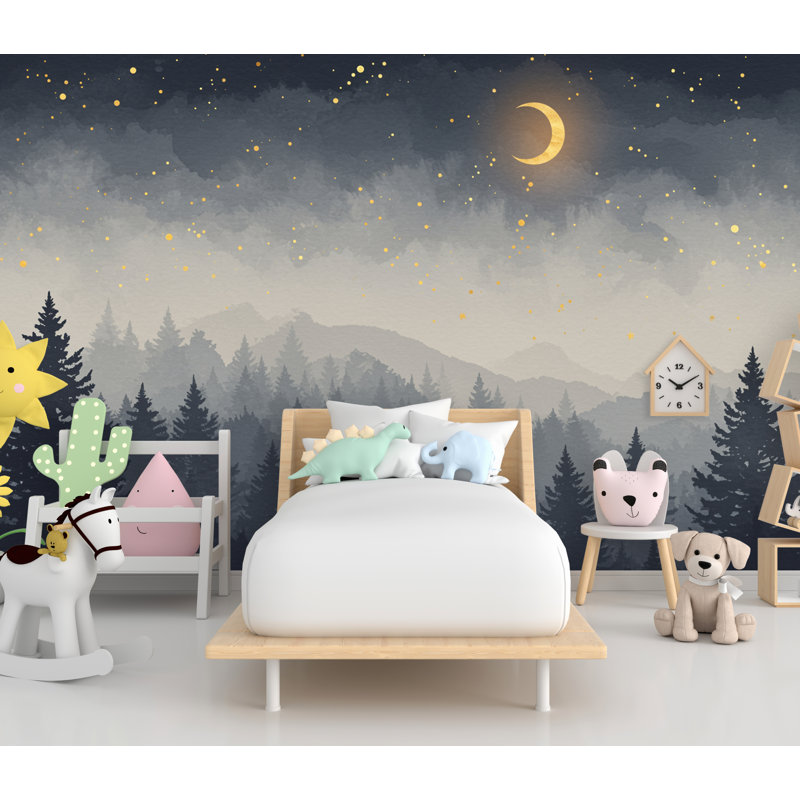 Papier peint Starry Night Forest, 145 po L x 100 po l, Peler et coller