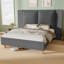 Upholstered Platform Bed Frame with Tall Wingback Headboard, Corduroy Modern Design,No Box Spring Needed, Easy Assembly-1638776254-1638776385