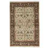 Hand Knotted Wool Area Rug in Cream And Mocha
