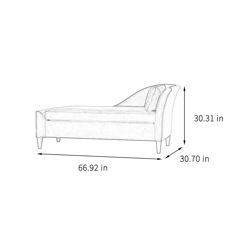 Méridienne simple et moderne, Taupe, Orienté à droite