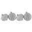 Striped Ball And Onion Glass Christmas Ornaments - 3" (80Mm) - White And Silver - 4Ct