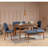 Extendable Dining Table & Chairs Set (5 Pieces), Walnut & Dark Blue, 51.2 x 30.3 x 31.5 inches | 100% Melamine Coated Particle Board, Hornbeam Legs | Includes Bench & Storage Unit, Perfect for Family Gatherings & Dining Rooms-1304824722-1304537970