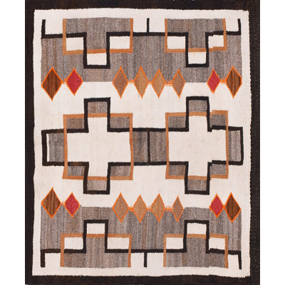 Tapis amérindien géométrique à tissage plat antique