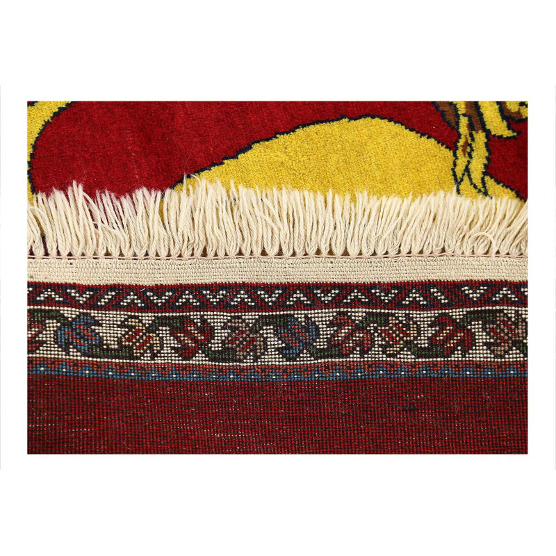 Animal Pictorial lion Hand Knotted Rug 3'4"X 5'