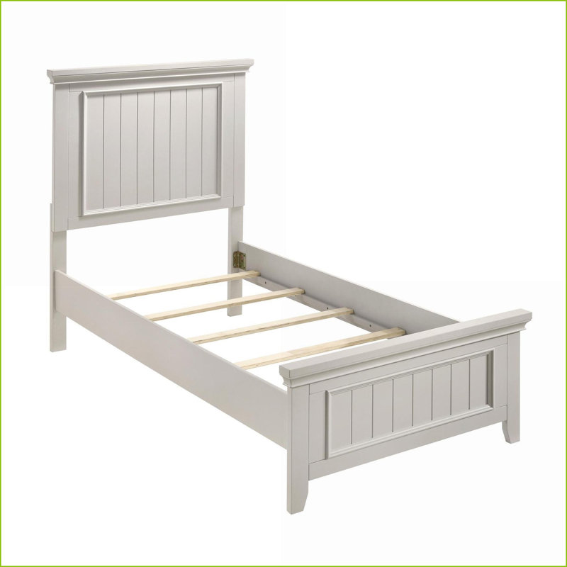 Lit simple à panneau en bois robuste - Style campagnard blanc classique pour chambres à coucher modernes