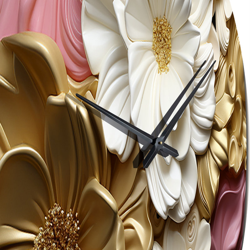 Horloge murale liquide en métal blanc et rose clair II, Très grand