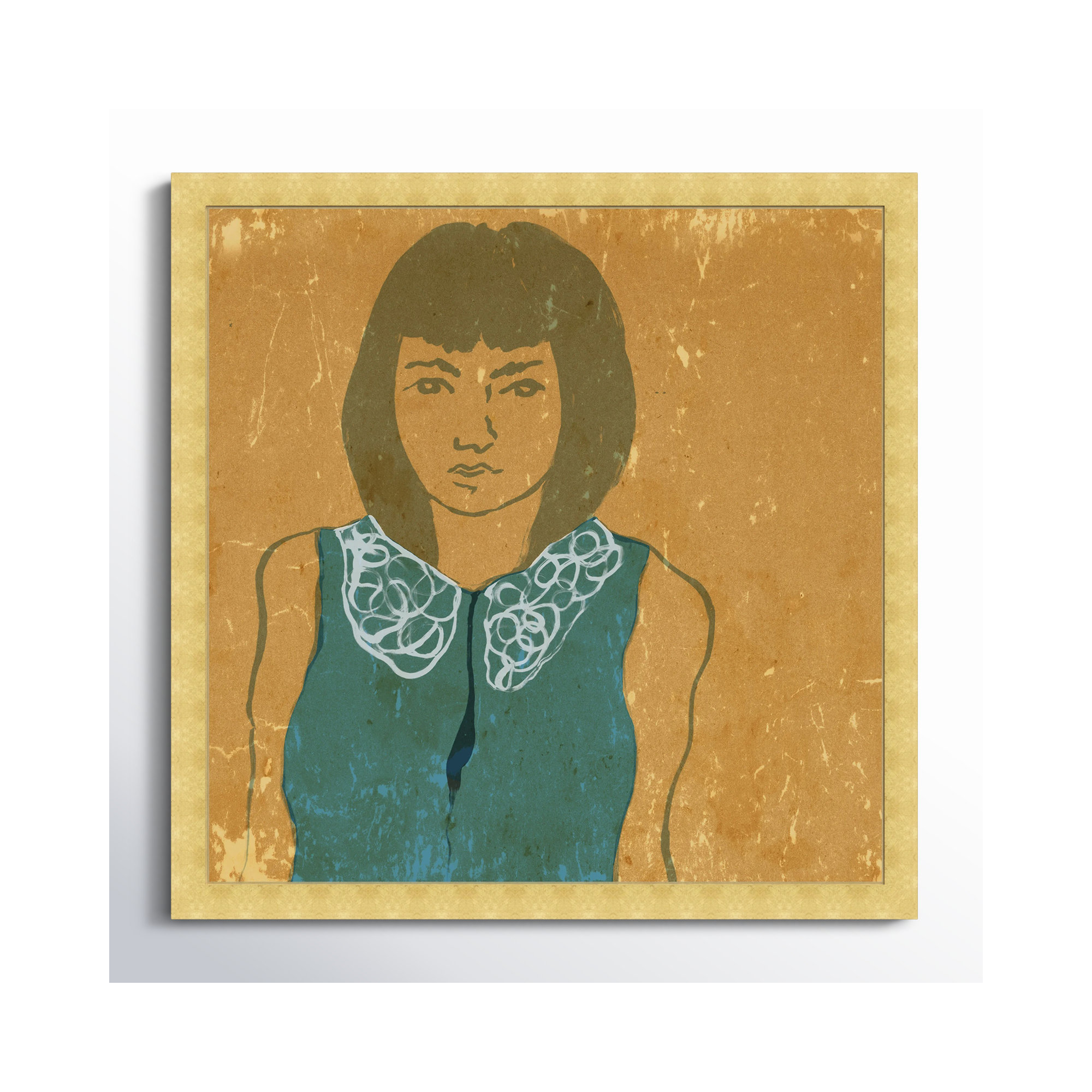 Lady In Teal by Oliver Gal, Gold, 18" H x 18" W x 0.5" D