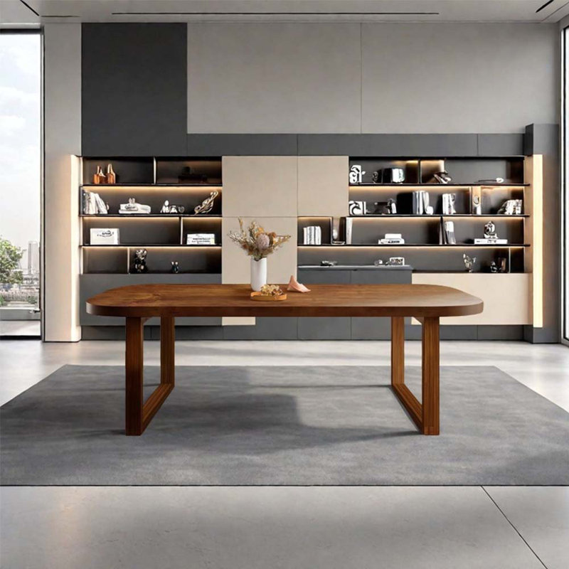 Rectangular solid wood executive desk computer des