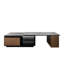 Table basse extensible avec 2 tiroirs - Brun noyer, rectangulaire, longueur réglable pratique pour les tiroirs de salon, rectangulaire