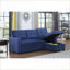 Canapé modulaire avec lit simple escamotable et amp; Chaise avec rangement - Lin bleu marine | Petits espaces / invités de nuit-426581319