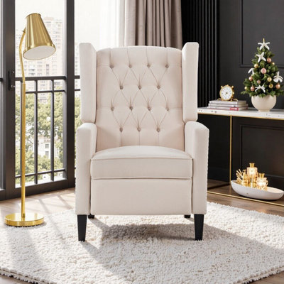 Manual Wing Chair Recliner With Deep Cushion, 27.16" Wide, High Backrest, 3 Recline Positions