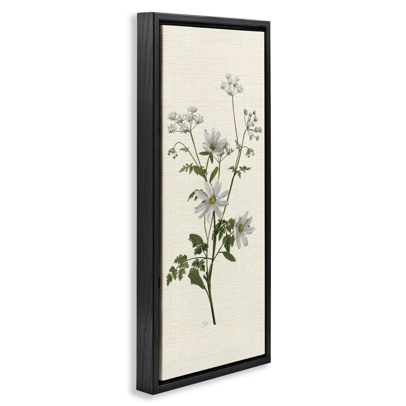 "Budding Wild Herbs", art mural sur toile, design par Nan, H 31 po x l 15 po, Cadre flottant noir de jais