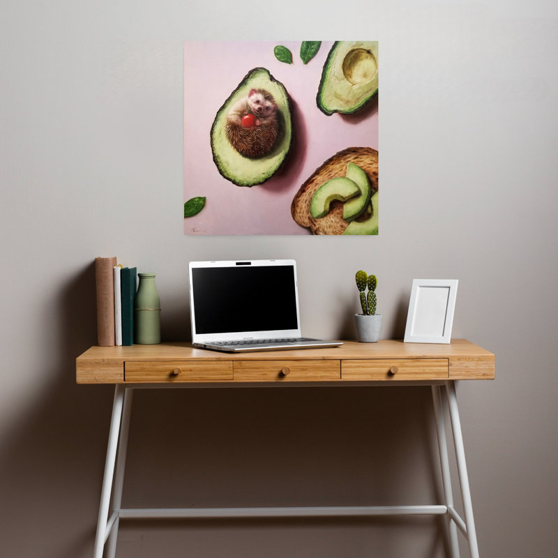 Avocat, toast, fruit, art urbain contemporain, H 18 po x l 18 po