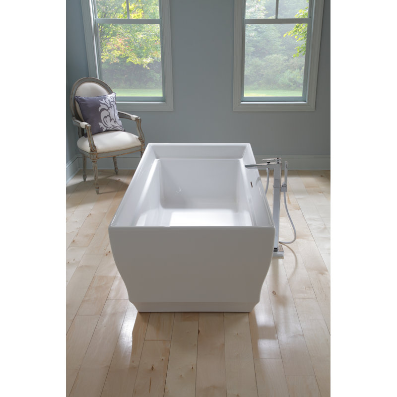 Modern Rectangular Acrylic Freestanding Soaking Bathtub, 71.5"