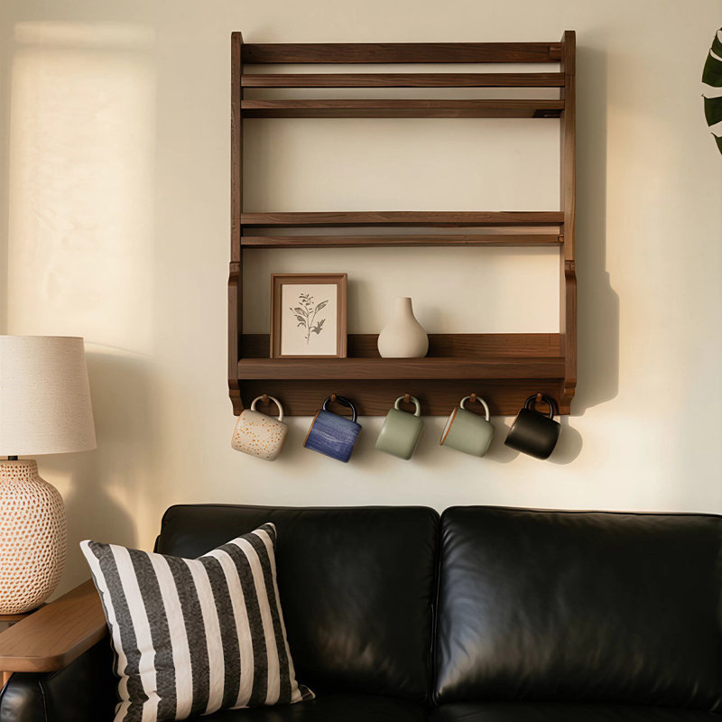 Tiered Shelves Solid Wood Wall Mounted Shelves, Modern Decor Display Shelf for Bedroom, Bathroom, Kitchen, Living Room