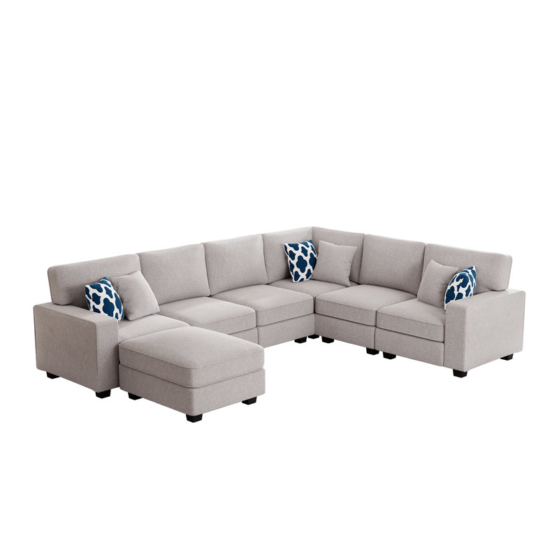 Flexible Combination Module Reversible Sectional Sofa, Gray Polyester Blend