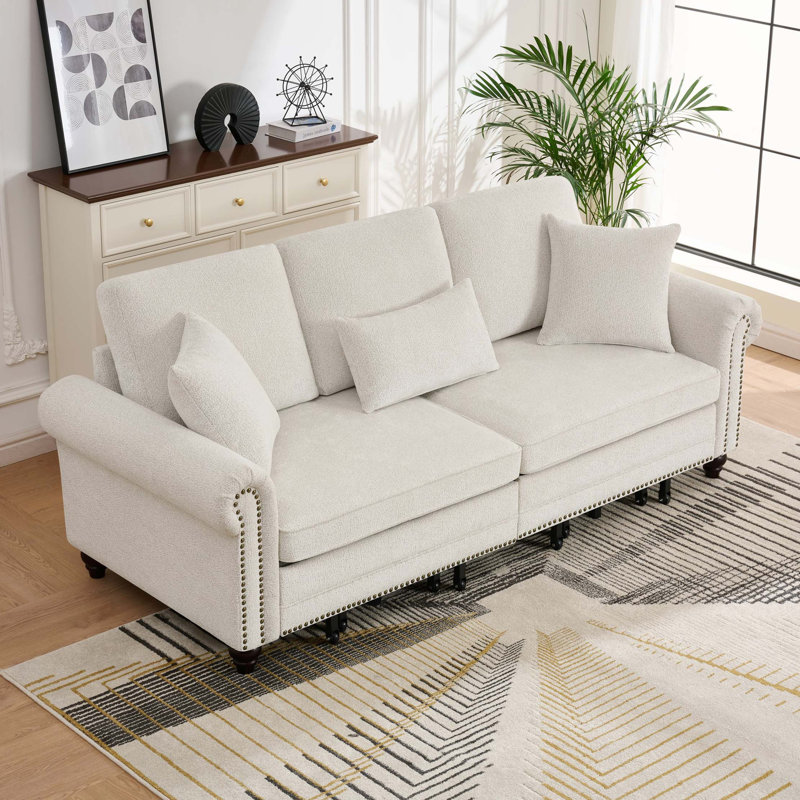 Modern Convertible Sleeper Sofa With Nailhead Trim