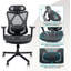 Chaise de bureau en filet, chaises de bureau ergonomiques avec roulettes, support lombaire réglable, accoudoirs, chaise de bureau à haut dossier inclinable avec roulette silencieuse pour le bureau, , les jeux
