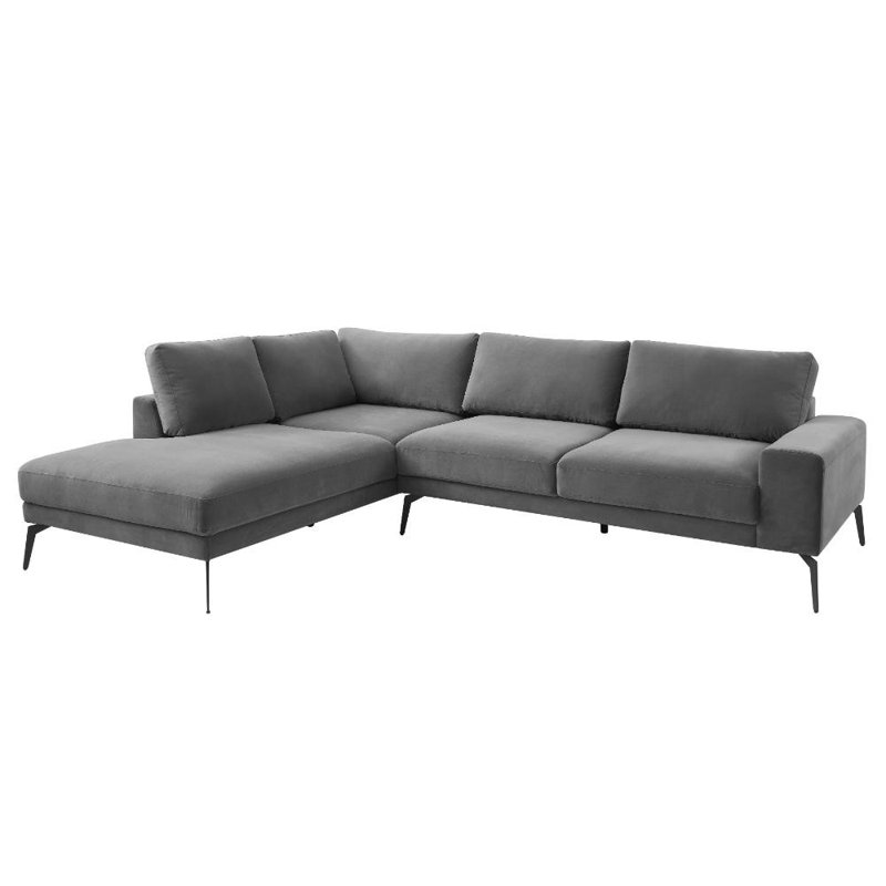 Derricka Corner Sofa , Grey Velvet