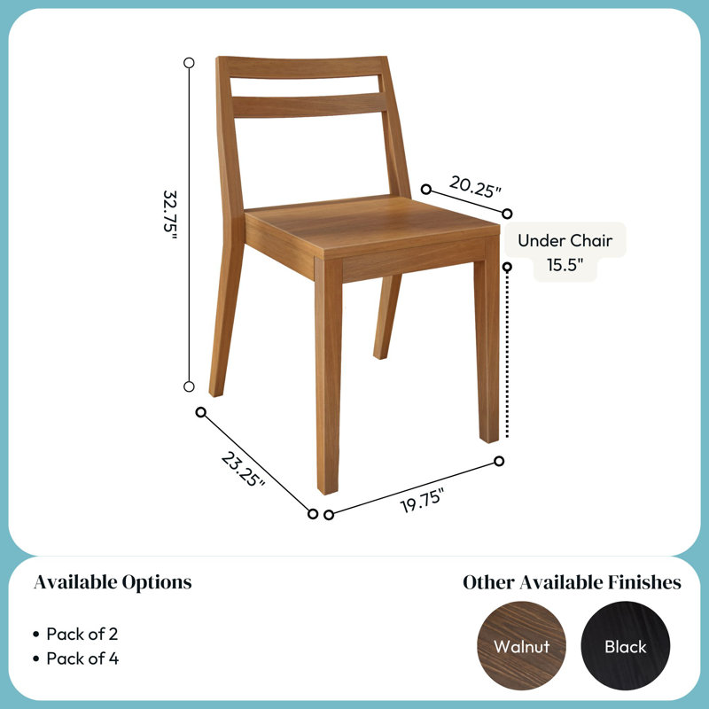 Chaise d'appoint en bois massif à lattes Brevard, Pacanier