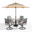 Ensemble de salle à manger pour 4 personnes 37 "avec coussins et parasol Leonard Square-100186998