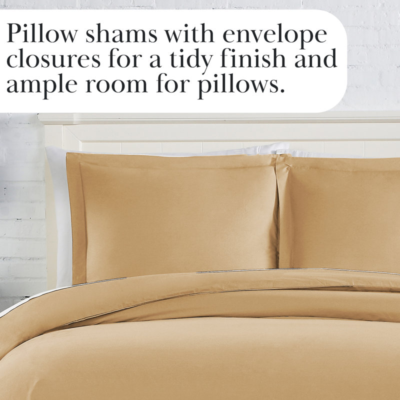 Housse de couette Southshore Basics de Southshore Fine Linens, coloris Sable chaud, en microfibre doublement brossée avec fermeture éclair invisible et attaches aux coins, 1 taie d'oreiller, 1 place/1 place XL