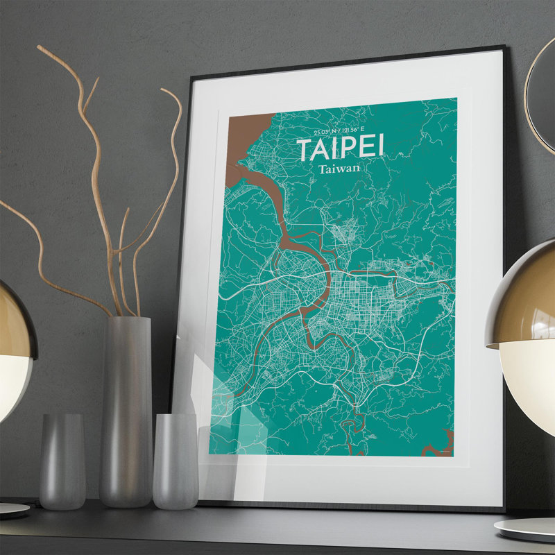Taipei City Map In Nature - No Frame Print, 36cm H x 24cm W x 0.05cm D
