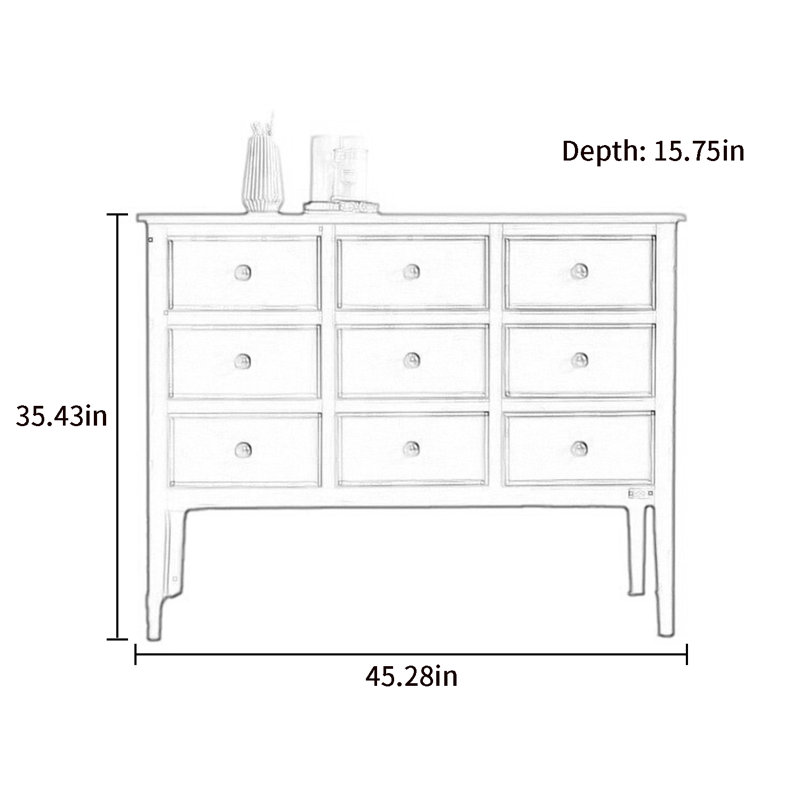 Nine-Drawer Entryway Accent Chest Sideboard