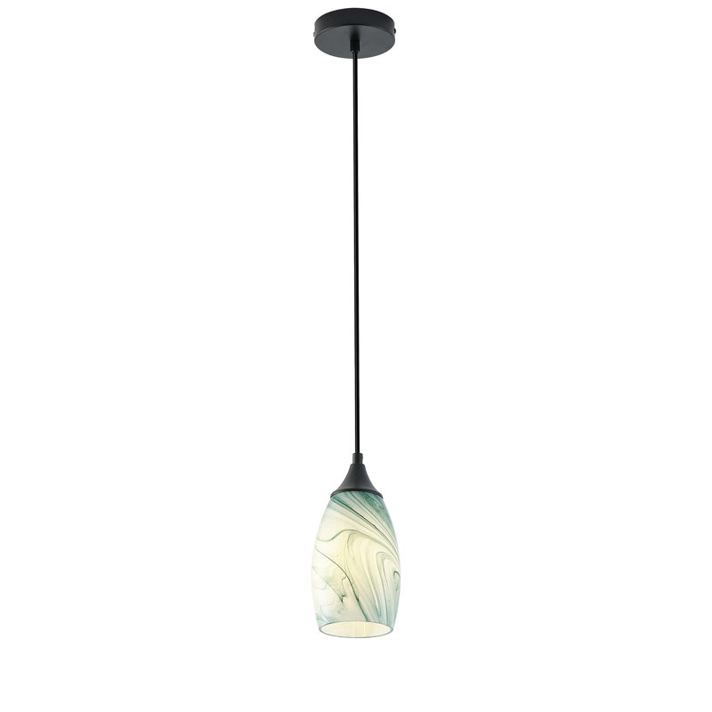 1 - Light Single Teardrop E26 Dimmable Adjustable Pendant Light, Green