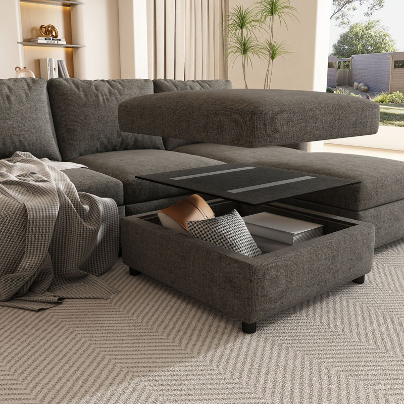 Canapé de salon, grand canapé modulaire moderne, canapé modulaire en forme de U avec fonction de rangement, canapé-lit avec repose-pieds