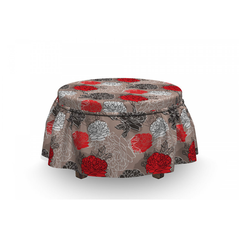 Ensemble de housse pour repose-pieds à coussins carrés 2 pièces fleuring pivoine