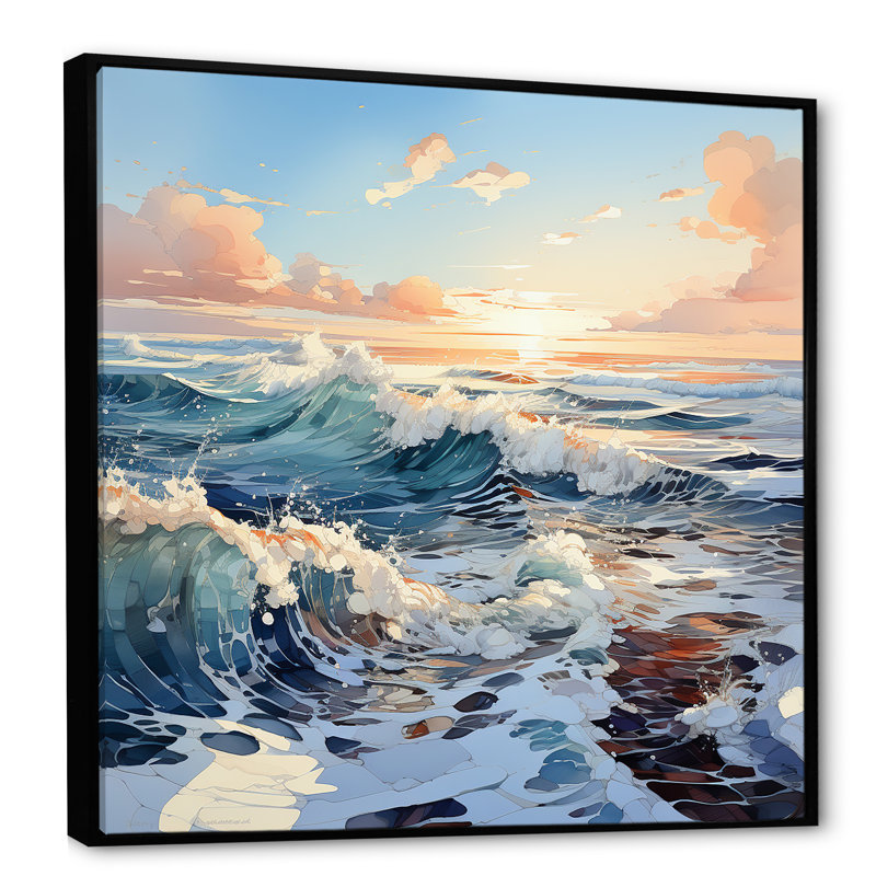 «Ocean Winter Scenery I», reproduction sur toile, H 16 po x l 16 po x P 1 po, Cadre flottant noir